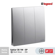 Legrand Mallia Sense SP 3 Gang 1 Way Switch - 20A - Dark Silver