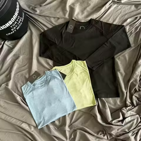 Japanese Trendy Yamatomichi Thin Wool Knitt T Shirt Men Women Black Blue Green Casual Underwear Long