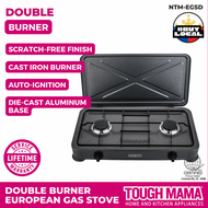 Tough Mama NTM-EGSD Double Burner Gas Stove with Cover European White Gas Stove