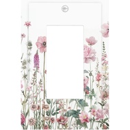 Pink Wildflowers Floral Watercolor Flowers Decorative Outlet Covers 1 Gang Single Rocker Light Switc