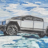 Tesla Cybertruck Painting Tesla Fremont 2023 Auto Original Art Car Cyberbeast