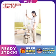 (EXTRA MOP CLOTH) WJS 2 in 1 Hands Free Wash Self-Wringing Microfibre Lazy Mop Flat Floor Stainless 