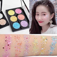 Burst Diamond Performance 6-Color Eyeshadow Palette Glitter Large Sequin Eyeshadow Net Silver Glitte