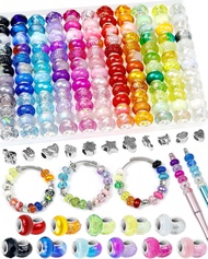 143PCS FIVEIZERO European Large Hole Beads for Jewelry Making – 12 Colors Glass Big Hole Spacer Bead