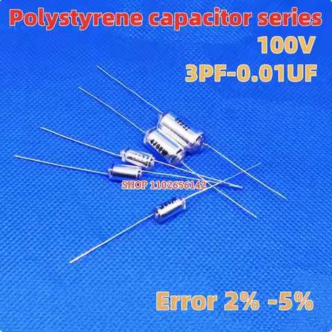 10pcs 3PF-0.01UF Axial Polystyrene FILM capacitor CB10 5P 10PF 24P 33P 51PF 56P 68PF 75PF 82PF 150PF