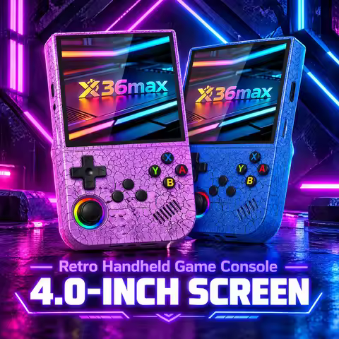 Console de Jogo Portátil Retro X36 MAX, Tela IPS de 4.0'', Sistema Linux, Ideal para Presentes de Jo