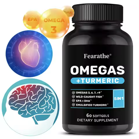 Omega 3 6 9 Turmeric Curcumin - Omega 3 Supplement (EPA & DHA) - Supports Heart Health - Supplements
