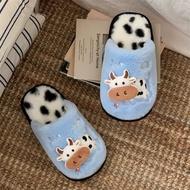Green Dairy Cow Cotton Slippers