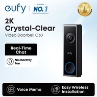 eufy Security C30 Video Doorbell Camera,Battery Powered,2K FHD,165° Ultra-Wide View,Easy Installatio