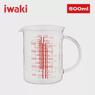 【iwaki】日本品牌耐熱玻璃可微波多刻度把手量杯-500ml(原廠總代理)