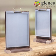 GLENES Ads Display Stand, Multi page Label Holder Menu Card Holder, Multipurpose Loose leaf Wooden H