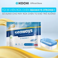 Viên rửa chén bát SEAWAYS 3 trong 1 (Túi 35 viên x8gr) chuyên dùng cho máy rửa chén bát - An toàn sạ