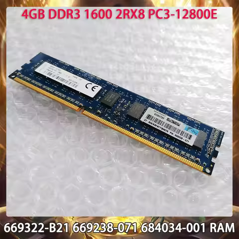 4GB DDR3 1600 12800E 2RX8 PC3-12800E 4G 669322-B21 669238-071 684034-001 Server Memory