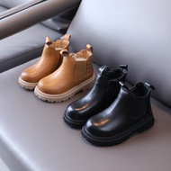 Autumn Children's Single Boots Fashion Woven Genuine Leather Martin Boots Black Yellow Color Chelsea Boots Children Casual Shoes