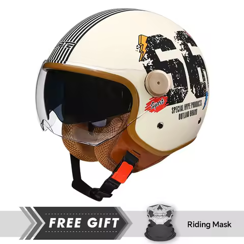Retro TT&COCASCOS Motorcycle Helmet Daul Lens Open Face Double Visors Jet Helmet Electric Scooter Mo