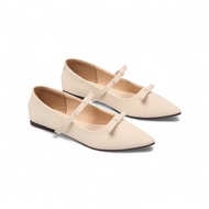 Giày Búp Bê Nữ Đế Bệt Mũi Nhọn Phối 2 Nơ Nữ Tính Thời Trang Pixie H414