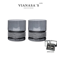 Vianasa's Designer Special Interest Light Luxury High Grade Gray Women's Inlaid with Diamond Crystal Glass Whiskey Liquor Glass