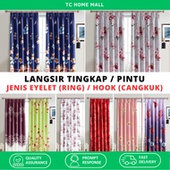 Langsir Murah Hook Curtain Window Semi Blackout Langsir Ring Eyelet Pendek Tingkap Dan Pintu Sliding Door 1 2 3 Panel 窗帘