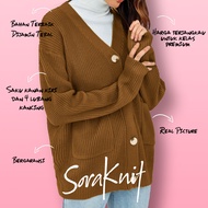 Outer Cardigan Rajut Basic Wanita Kancing Depan Korean Style Jumbo