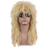 ROSEGOOD 70s 80s Rockstar Wig, Curvy Punk Halloween Party Cosplay Wig, Long Fluffy Mullet Wig