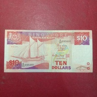 uang kertas Singapura 10 dollar seri kapal