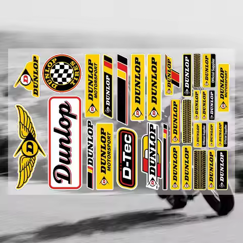 Dunlop Decal Set High Quality Printed and Cut Stickers Motorcycle Sticker