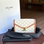 全新全配 保證正品 Celine WOC 標誌印花牛皮革ENVELOPPE TRIOMPHE手袋 凱旋門