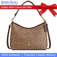 Coach Handbag In Gift Box Laurel Shoulder Bag In Signature Canvas Tan Brown # CV975