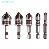 remitglory   Countersink Drill Bit Set User Friendly 5 Flute Titanium 3/5Pcs with Automatic Center P