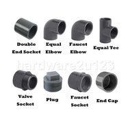 PVC Fitting Connector 15mm 20mm 25mm Socket Elbow Tee PT Socket Valve Socket End Cap Tank Connector PVC Pipe