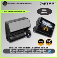 7-STAR* F2 4K Dual-Lens Front and Back Car Camera DashCam Built in GPS |12-24V | Type-C Power | APP: