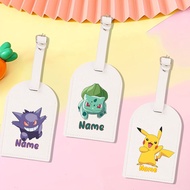 Pokémon Pattern Custom Name Schoolbag Tag PU Leather for Suitcase Baggage Handbag Tags Travel Bag La