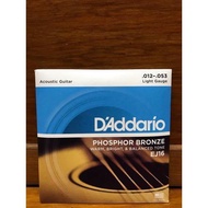 Original Daddario EJ 16 Strings Acoustic Guitar Strings 012 Phospor USA