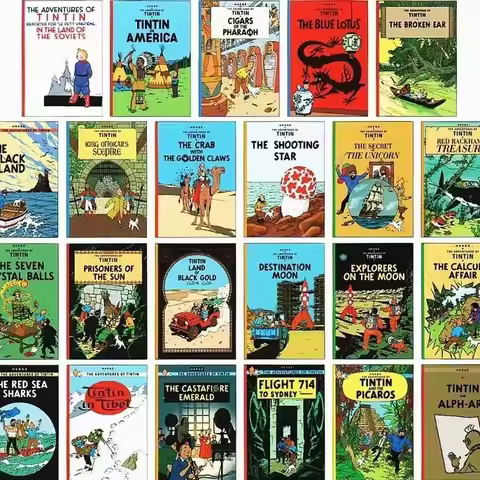 ENGLISH The Adventures of Tintin Complete Set of 23 Volumes, Paperback Books, Suitable for Children 