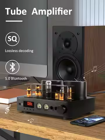 5.0 Bluetooth Amplifier 2x200W Tube Amplifier 80dB Hifi Sound Amp Optical Coaxical Input Pre-Amps Fo