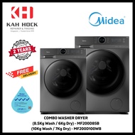 MIDEA 8.5/6KG - MF200D85B / 10/7KG - MF200D100WB WASHER CUM DRYER (4 TICKS) - 2 YEARS WARRANTY