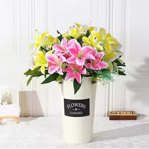 35cm rainbow rayon large bouquet of lilies bouquet artificial jewelry flowers DIY wedding flower bri