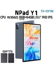 N-one Npad Y1 Android 13 平板電腦 / Cpu Rk3562 2.0ghz /8gb(4+4)ram+64gb 內存/ 10.1" 1280*800 螢幕 / 5g Wifi/ 5000mah / Type-c / 2mp+5mp 相機 / 附皮革套、鍵盤、線材 (不包含電源適配器)