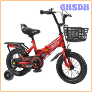 GHSDH ชุดจักรยานเด็กพับได้12/14/16/18นิ้วสำหรับจักรยานเด็กเล่น3-12ปียางกันลื่นพร้อมตะกร้าล้อเสริมรถเข็น YKLYU