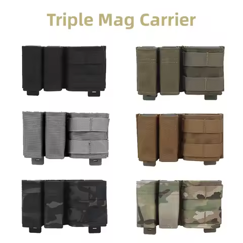 Poseidon Defense FAST 9mm + 9mm + 5.56 Triple Magazine Pouch Mag Carrier Molle Belt Ammo Holster for