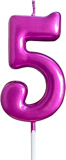 XNOVA 5th Birthday Candle Five Years Purple Happy Birthday Number 5 Candles for Cake Topper Decorati