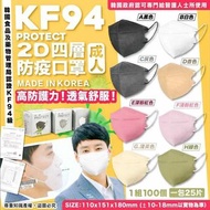 韓國KF94 Protect 2D口罩四層KF94防疫成人口罩-1組4包共100個