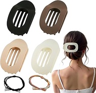 CHAOBANG 4pcs Non slip flat hair clips，plus 2 Hair Ties，Elegant color，NoHurt Hair,Lay Down Claw Clip