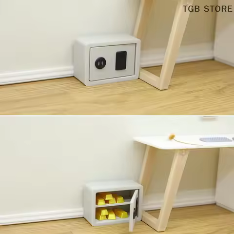 1 Set 1/12 Scale Mini Model Safe Gold Bar Password Safe Storage Cabinet Dollhouse Simulation Miniatu