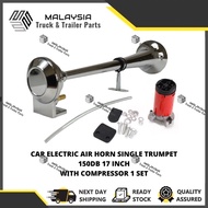CAR ELECTRIC AIR HORN SINGLE TRUMPET SUPER LOUD 150DB 17 INCH WITH COMPRESSOR 1 SET FOR LORI LORRY T