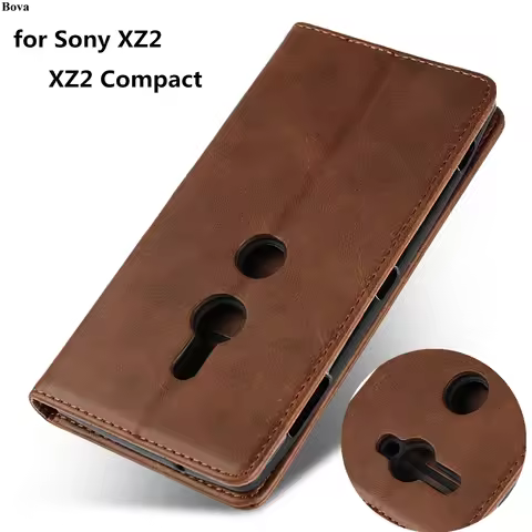 Leather case For Sony Xperia XZ3 XZ2 Compact Flip case card holder Holster Magnetic attraction cover