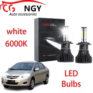 สําหรับ Toyota Vios NCP93 2007-2013 หลอดไฟหน้า LED 6000K สีขาว High & Low Beam Kit (1 คู่)