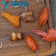 YVE Simulation Food Keychain, Exquisite Funny Roasted Chicken Key Holder, Bag Accessories Fashion Fake Braised Pork Luxury Bag Hanging Pendant