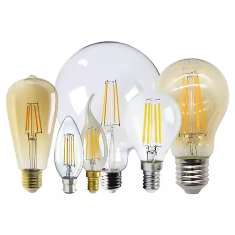 8pcs Led Edison Bulb Filament E27 B22 E14 C35 A60 ST64 220V240V Vintage 2700K 4000K Warm Glass Lamp