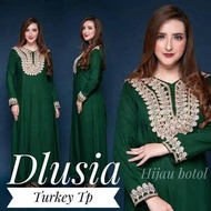 DASTER ARAB DLUSIA TURKEY TP TANGAN PANJANG GAMIS RENDA LEHER